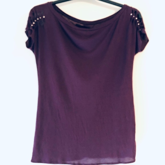 Cut-out Studded Shoulder Tee - Picture 1 of 5